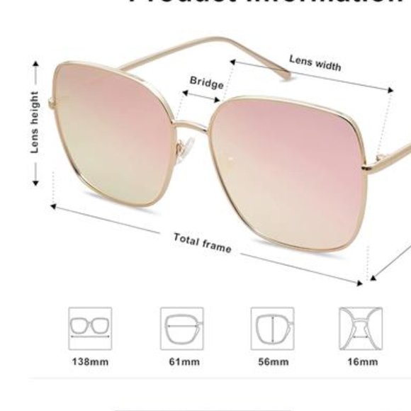 ??Oversized Square Metal Frame Sunglasses for Women Men Flat Mirrored Lens main image 5